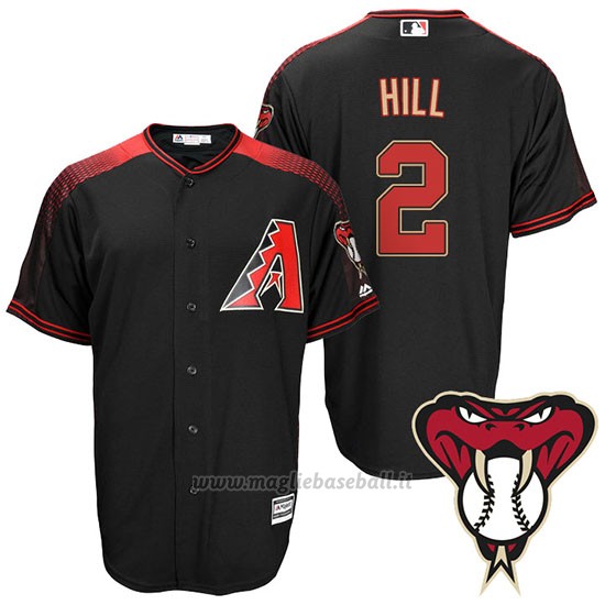 Maglia Baseball Uomo Arizona Diamondbacks 2 Aaron Hill Nero Alterner